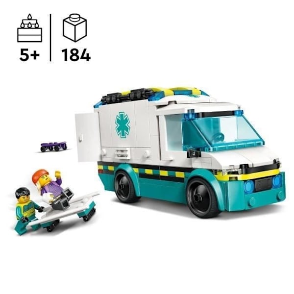 LEGO City 60451 Emergency Ambulance – Byggelegetøj til drenge fra 5 år og opefter Flerfärgad