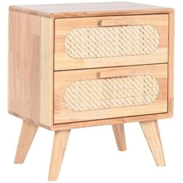 Natbord - HOME ESPRIT - Multifarvet - Træ, Metal, Rattan - 40 x 30 x 48 cm - Skuffe(r) Flerfärgad