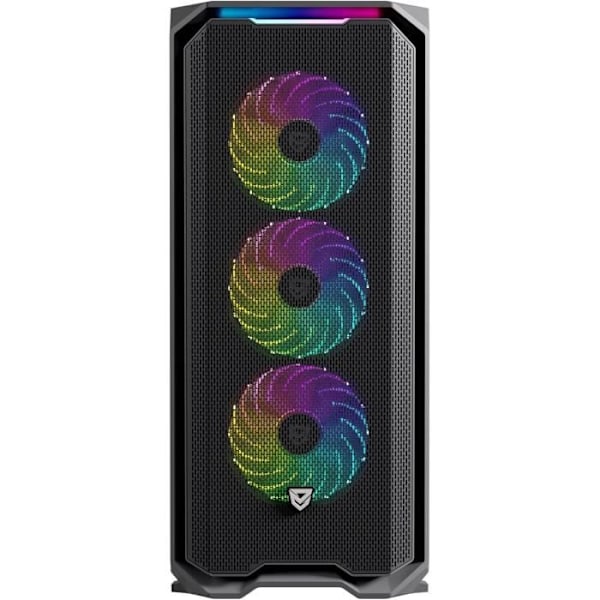 Nfortec - KRATER X Gaming PC Kabinet Mid Tower ATX, 4x 120mm ARGB blæsere inkluderet, Front mesh, Hærdet glas på siden, Sort