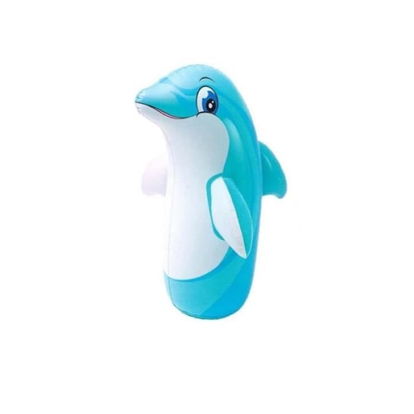 Puhallettava lelu - INTEX - Bop laukku 3D - Dolphin - 98 cm - Kestävä PVC - Ulkokäyttöön Blå och vit