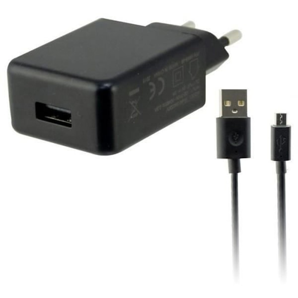 Vægoplader + Micro USB Kabel USB 2A Sort Sort