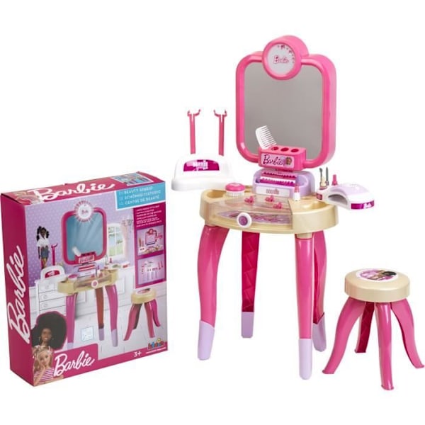 Skønhedslege - KLEIN - Barbie skønhedscenter "Happy Vibes" - Færdig med mange tilbehør og lys. Ros, vit, lila, guld