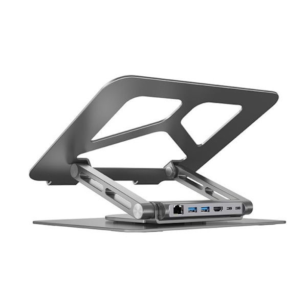 UNITEK Hub USB 3.1 type C 2 porte USB 3.0 - RJ45 - HDMI 4K - PD 100W med støtte til bærbar computer Grå