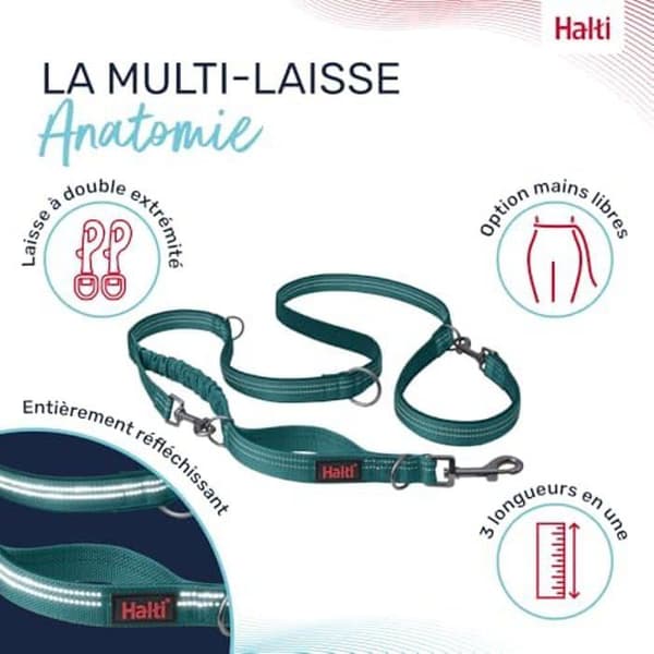 Multifunktionslina - HALTI - Anatomi - Reflekterande - Elastisk - 2 meter Kricka
