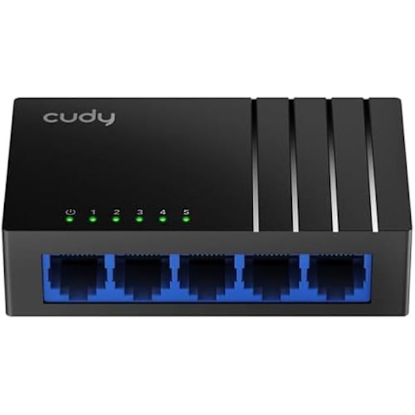 Verkkokytkin - CUDY - GS105D - 5 Gigabit RJ45 -porttia - Plug and Play - Energiansäästö musta