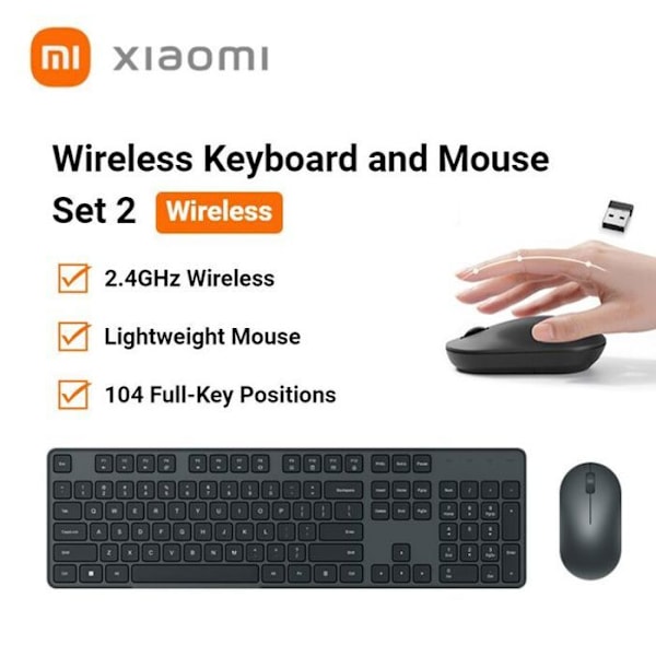 XIAOMI Keyboard Mouse Combo - 2,4 GHz trådlös överföring