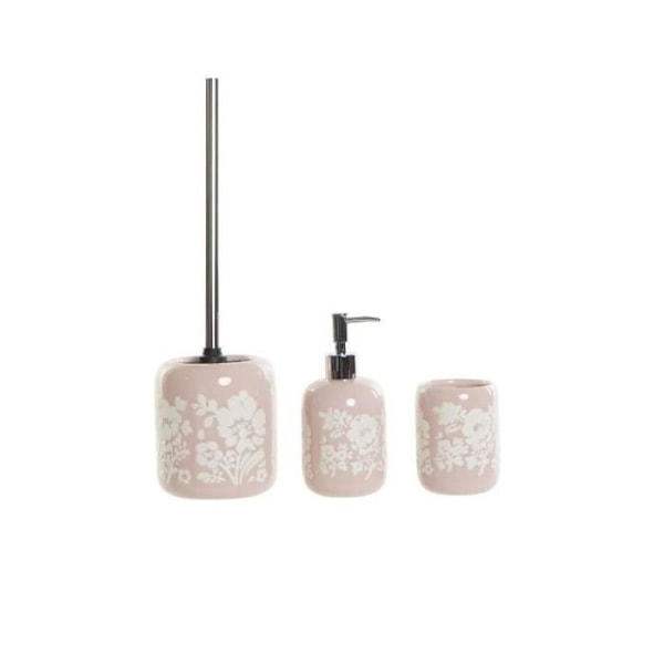 Bad Sæt - DKD Home Decor - Keramik - Rosa og Hvid - Shabby Chic - 3 dele Vit, Rosa