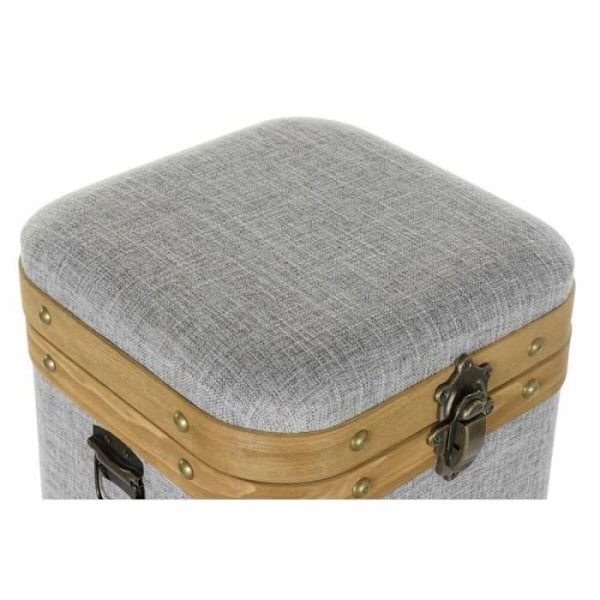 Koristeelliset laatikko-setti - DKD Home Decor - Harmaa - Puu - Polyesteri - 3 kappaletta Grå