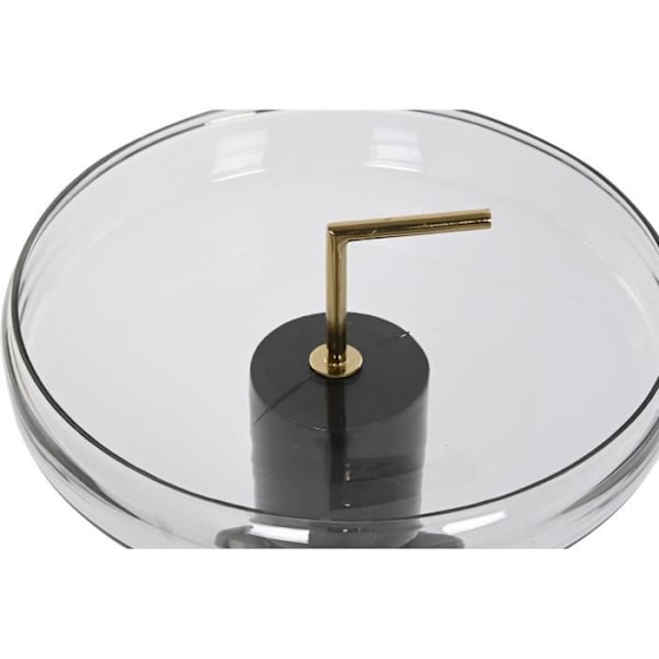 Sidebord - Gennemsigtigt sort glas - Lakeret jern - 41x41x57cm