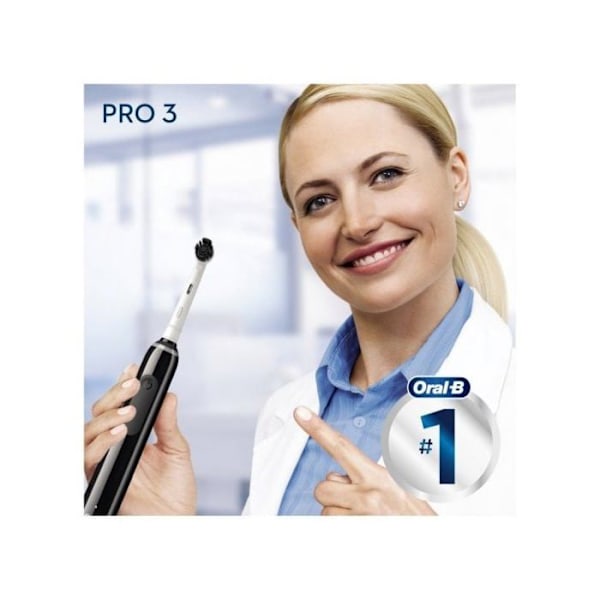 Elektrisk tandborste - Oral-B - Series Pro 3 3000 - Svart - 3 borstlägen - 360° tryckkontroll Svart
