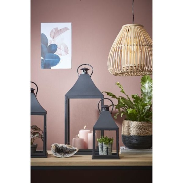 Mica Decorations Bilbao Lanterne - L14 x B14 x H37 cm - Metal - Sort