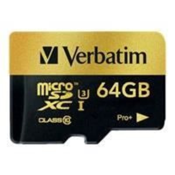 Verbatim PRO+ Class 10 64 GB microSDXC-kort, UHS-I - Gul - Op til 90 MB/s