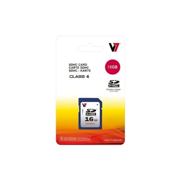 16 GB klass 4 SDHC-kort - V7 VASDH16GCL4R-2E