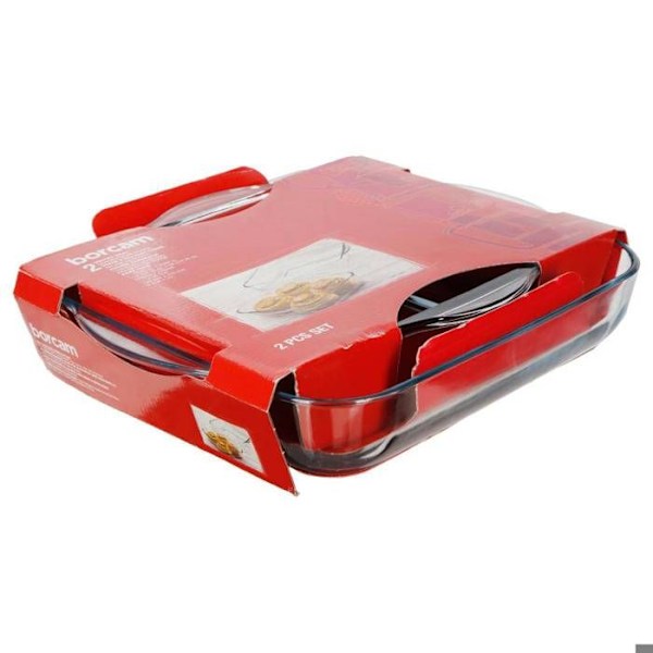 Bagtefade - BORCAM - Sæt med 2 - Ildfast glas - 22 cm og 28 cm - Opvaskemaskinevenlig Transparent