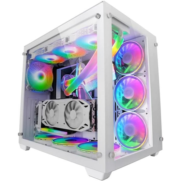 Tour Gaming Custom XXL E-ATX - Mars Gaming - MCV3 - Härdat Glas - Modulärt Ram - Vit Vit