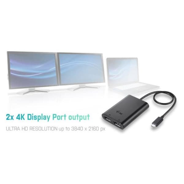 Ulkoisen videoadapterin - I-TEC - C31DUAL4KDP - 2 x DisplayPort - USB-C 3.1 - 4K Ultra HD