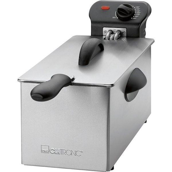 Friturepande i rustfrit stål 3L Clatronic FR 3586 - Grå - 2000 Watt - Variabel temperatur Sort, Rustfrit stål