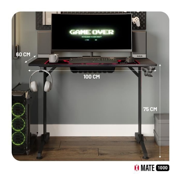 Diablo X-Mate Gaming PC Bureau Ergonomisk Carbon Hovedtelefonholder Kopholder (100 x 75 x 60 cm) Vit