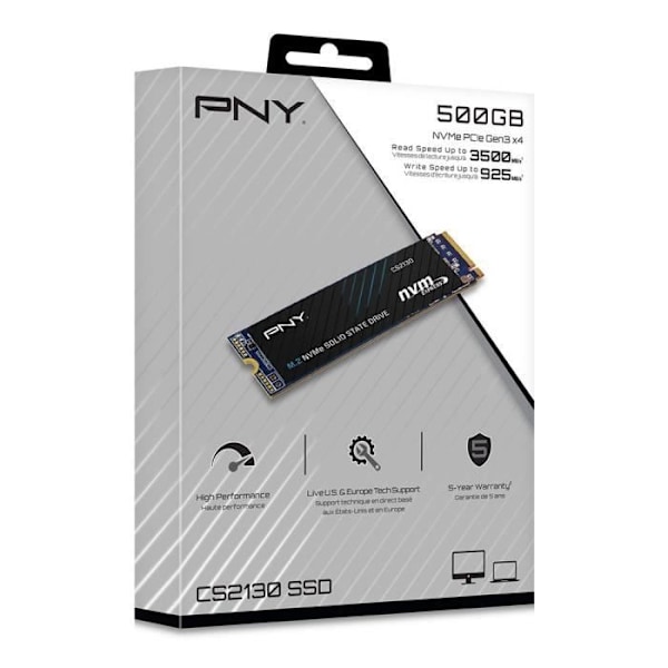 PNY – Sisäinen SSD-asema – CS2130 – 500 Gt – M.2 NVMe (M280CS2130-500-RB)