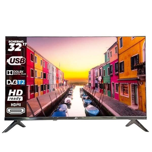 JCL TV 32-tommer HD Ready TV 720p, ATV/DVB-T/T2/C/S/S2 signal, 2 x HDMI, USB, Dolby Digital Plus