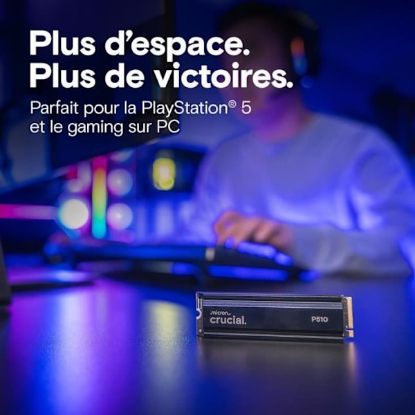 CRUCIAL - P510 - Sisäinen SSD - 1 To - PCIe Gen4 NVMe M.2 - Mukana jäähdyttäjä - Lukunopeus jopa 1100 Mo/s - CT1000P510SSD5