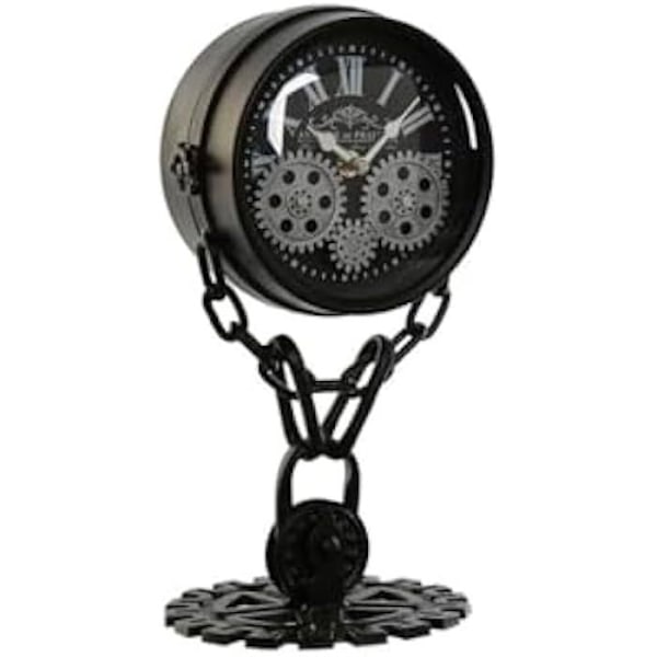Bordsklocka - HOME ESPRIT - Svart Silver - Metall - Kristall - 17 x 18 x 33 cm Flerfärgad