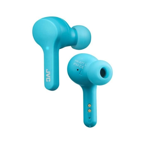 JVC HA-A7T Blue - True Wireless IPX4 in-ear-hörlurar - Bluetooth 5.0 - Inbyggd mikrofon - 6 + 9 timmars batteritid - Box