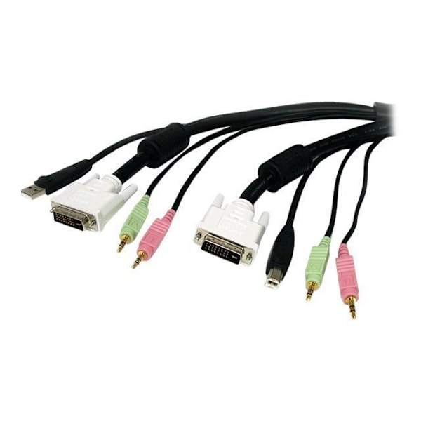4 in 1 USB DVI KVM -kaapeli ääni- ja mikrofoniliitännöillä - STARTECH - 1,8 m - musta