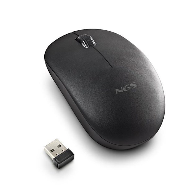 Trådlös optisk mus - NGS - FOG PRO BLACK - 1000 DPI - Tysta knappar - Nano USB