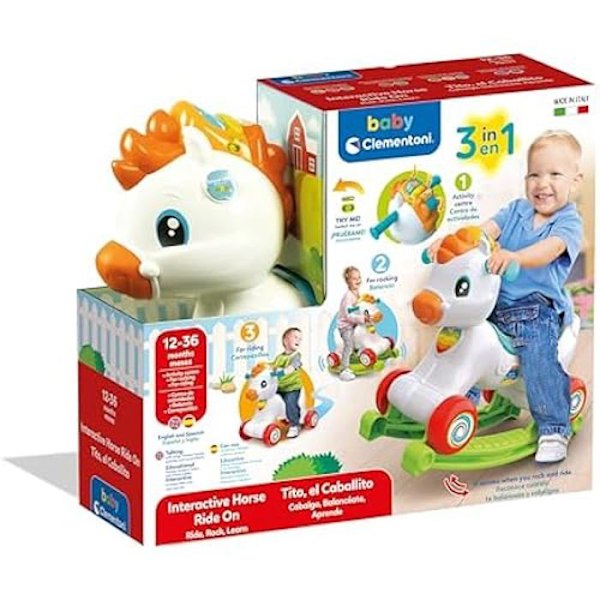 Swing - CLEMENTONI - 3 in 1 Rocking Horse - Monivärinen - Interaktiivinen - 12 kuukautta - 3 vuotta Flerfärgad