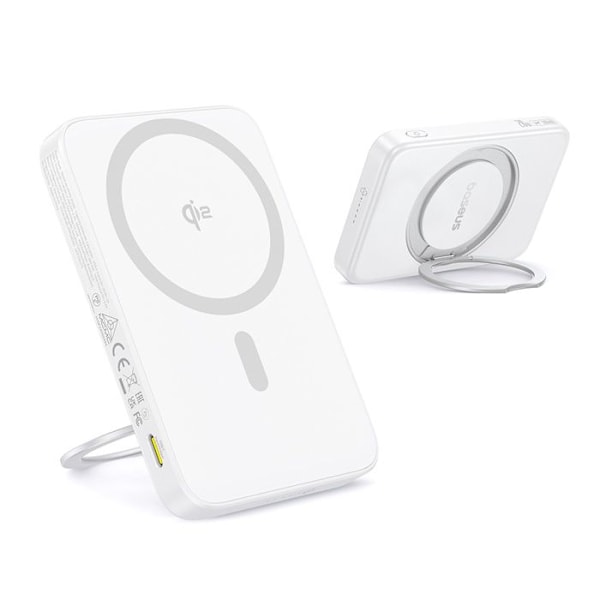 Extern batteri Typ-C, Qi2, 20W, 5000mAh, med Typ-C kabel - Baseus PicoGo (P10076800213-01) - Vit