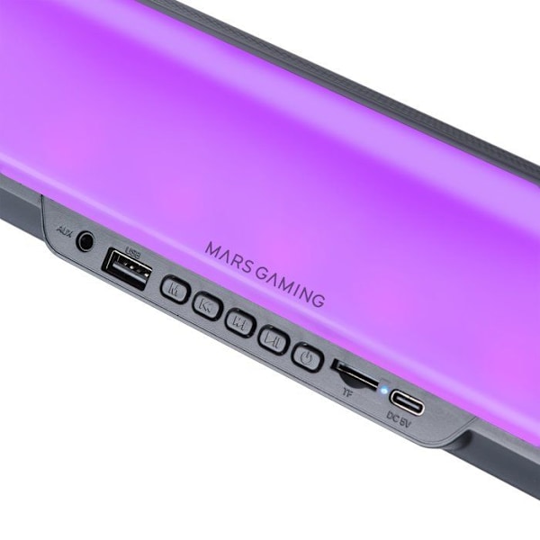Mars Gaming MSB-ORB, 20 W kannettava kaiutin ja soundbar, Orbilight RGB 360, kolmoisohjain, Bluetooth 5.3/MicroSD/AUX/FM, musta