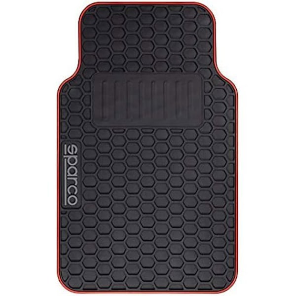 Automåtter - SPARCO - F500 - 3 stk - Sort/Rød - 100% PVC - Universal Svart
