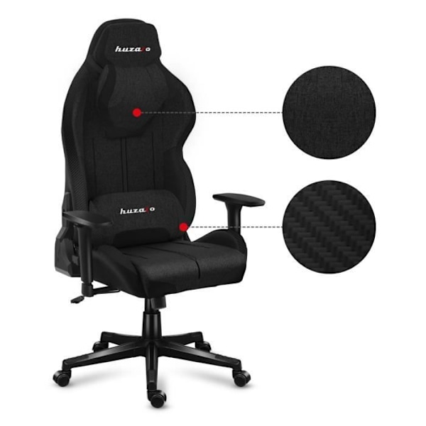 Gaming Stol - HUZARO - FORCE 7.9 Sort - Ergonomisk - Justerbare Armlæn - Drejelig svart