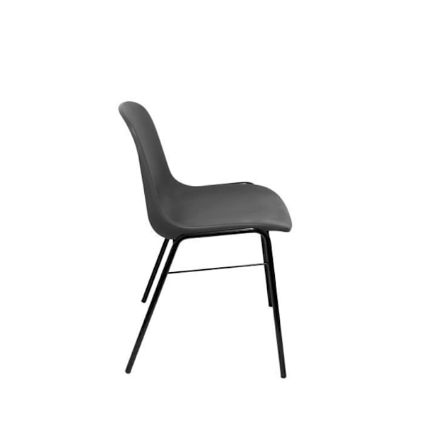 Pakke med 4 ergonomiske, stabelbare, sorte stole med en grå PVC-sæde og -ryg fra PIQUERAS Y CRESPO.