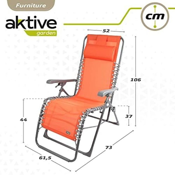 Chaise Longue - Aktiv Have - Orange - Gravity Zero - Sammenklappelig - Med Pude Orange