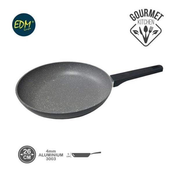 Non-stick stegepande diam. Professionel EDM linje 26 cm høj 5 cm tyk 4 mm Svart
