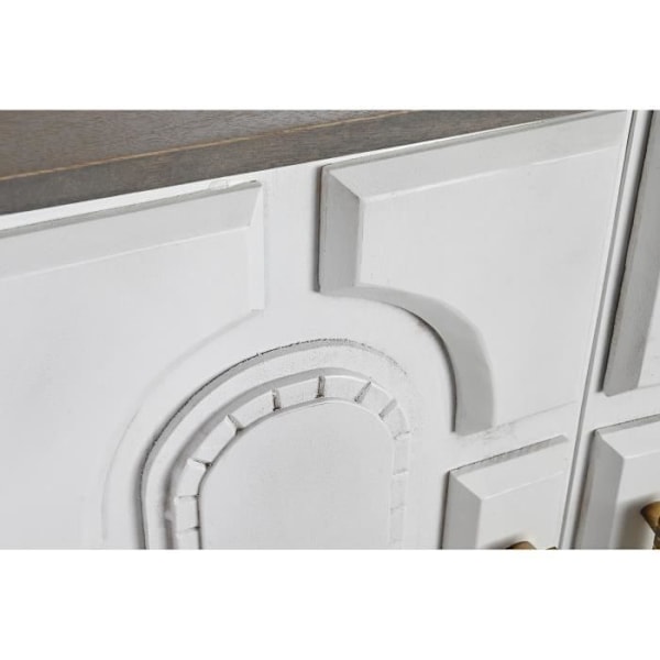 Sideboard - Guldgrå - Vit metall - Mangoträ