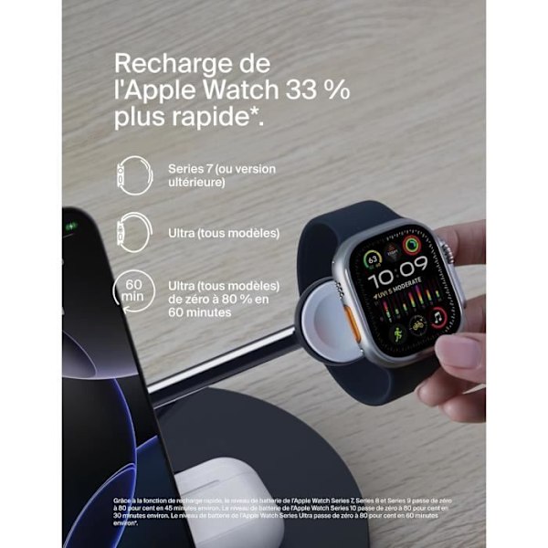 Belkin BoostCharge 3-i-1 Opladningsstation med Qi2 MagSafe-oplader til iPhone 16, Apple Watch, AirPods, Sort