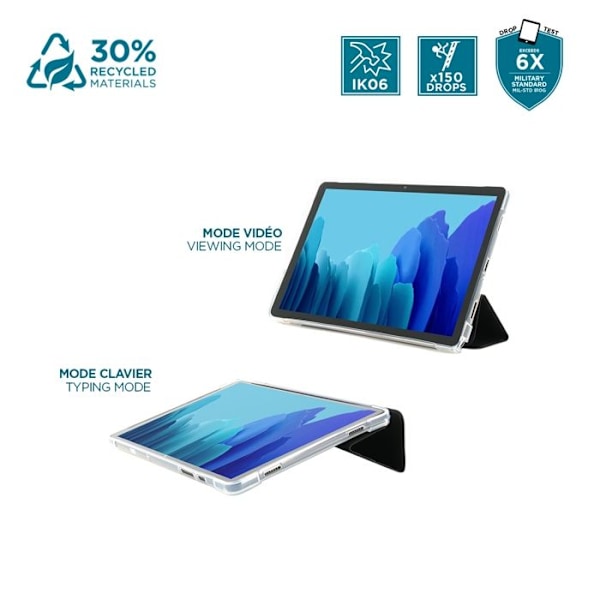 Beskyttelsesskal til Samsung Galaxy Tab A9+ 11'' - Stødabsorberende Transparent/Sort Etui med Stylusbærer - MOBILIS Klar/svart