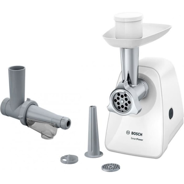 Bosch SmartPower kødslider, Rustfrit stål, Hvid - MFW2515W