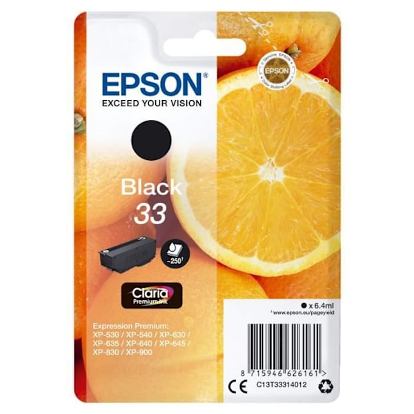 EPSON blækpatron T3331 sort - orange (C13T33314012)
