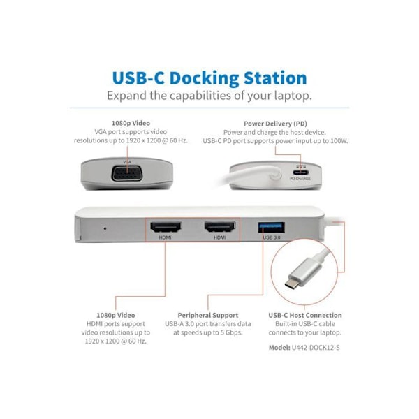 TRIPP LITE U442-DOCK12-S USB 3.1 HUB & KONCENTRATOR (3.1 GEN 2) TYP