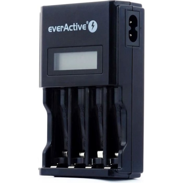 Batterioplader - everActive - NC-450 Black Edition - 4 celler - Kompatibel AA/AAA - Universel sort