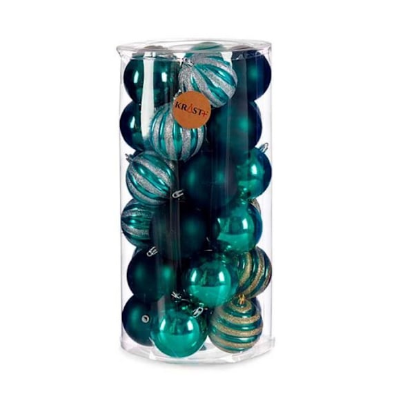 setti sinisiä PVC joulupalloja 8 x 9 x 8 cm (4 kpl)