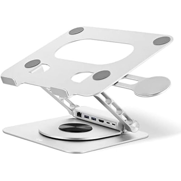 Stöd Notebook Justerbar - T'nB - iClick - Aluminium - Hub USB-C 6i1 - 360° Rotativ