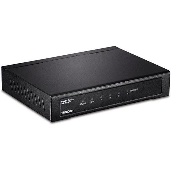 TRENDNET TEG-S51SFP 4-portars Ethernet-switch - 2 lager stöds - Modulär - Fiberoptisk - Twisted Pair Svart
