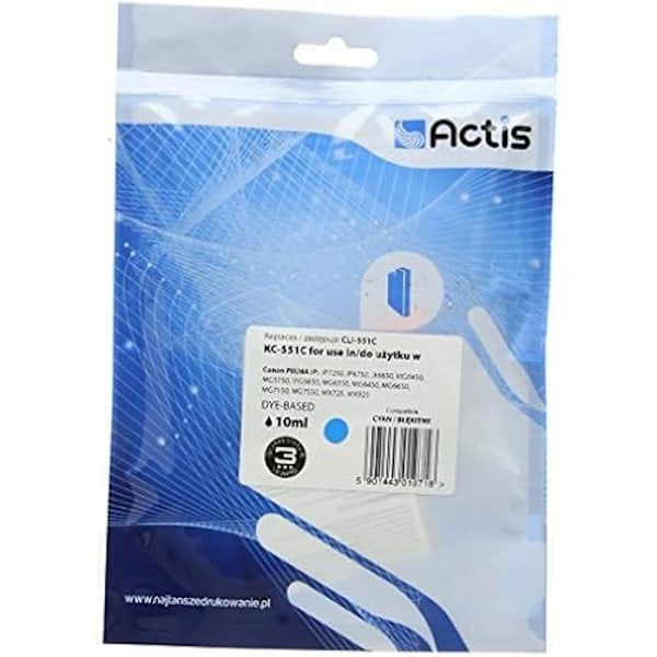 Printpatron til inkjet - ACTIS - 551C 551C CLI - Sort - Kompatibel med Canon
