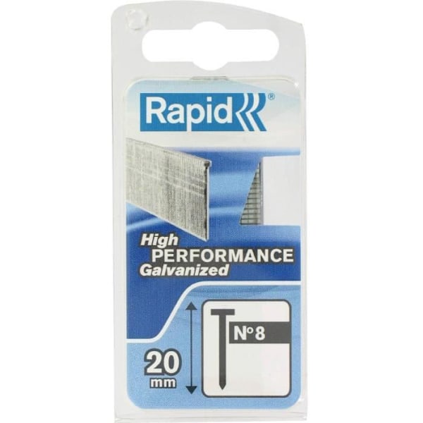 Galvaniserede stifter RAPID N°8/20 mm - Fin tråd - Ideel til finish - Grå Grå