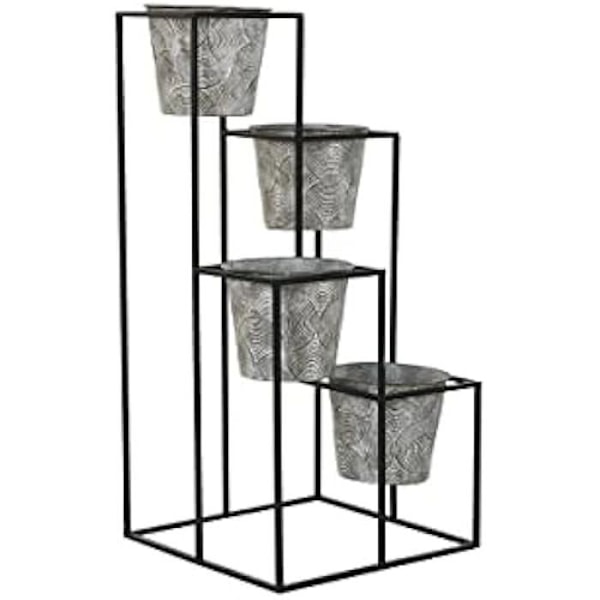 DKD Home Decor Urtepotte, Metal, Estándar Grå